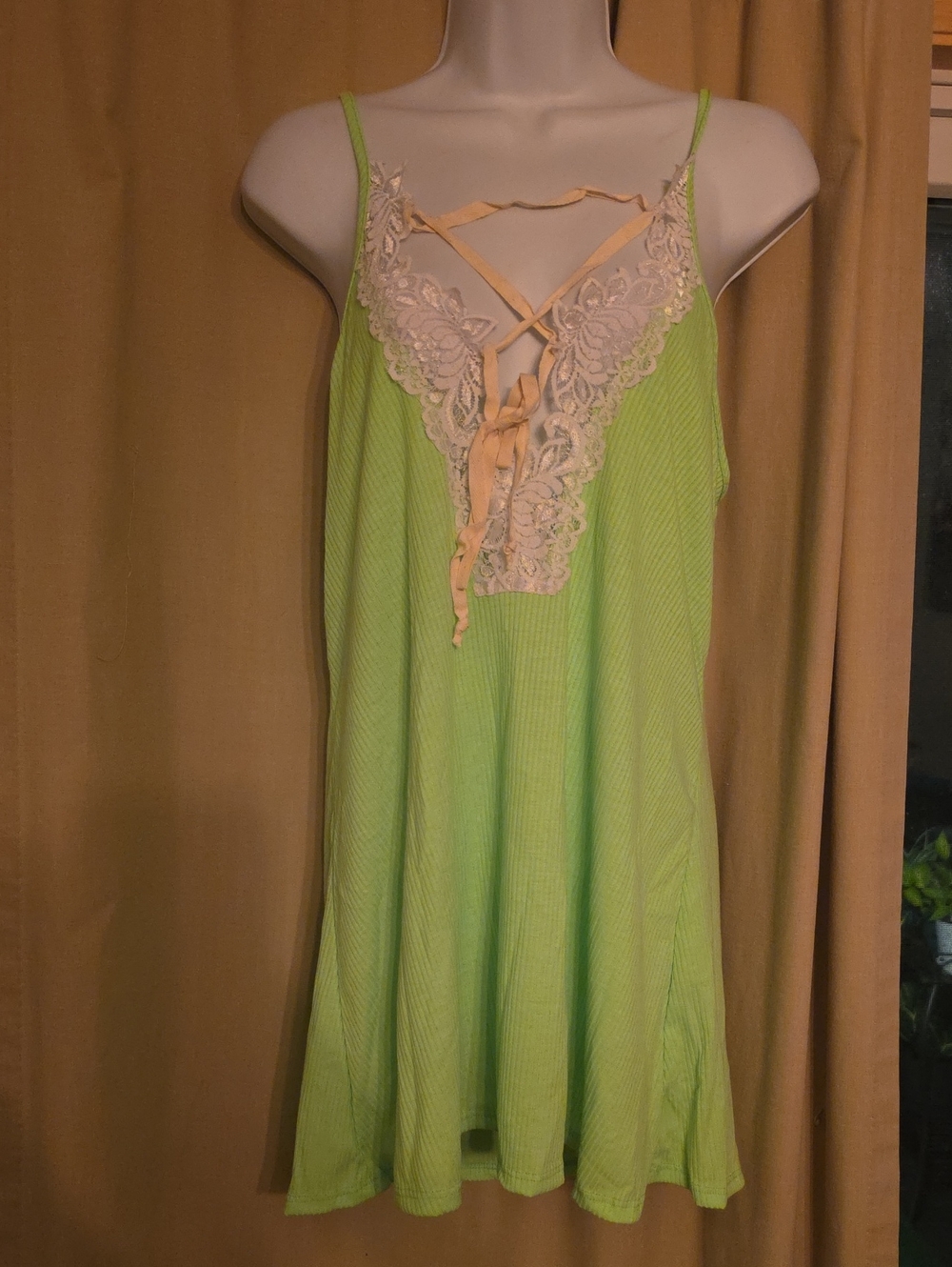 Lace-Detail Lime Green Camisole Slip